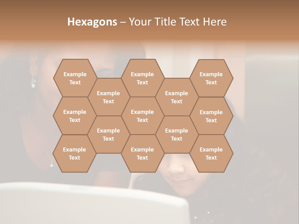 Woman In Her Kitchen With Daughter On The Computer PowerPoint Template