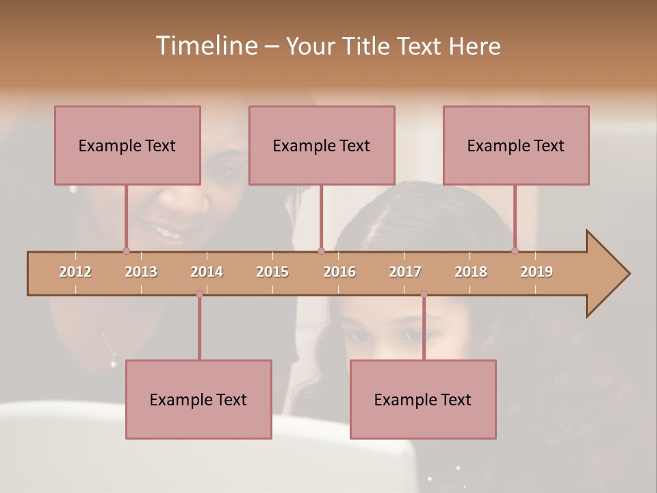 Woman In Her Kitchen With Daughter On The Computer PowerPoint Template