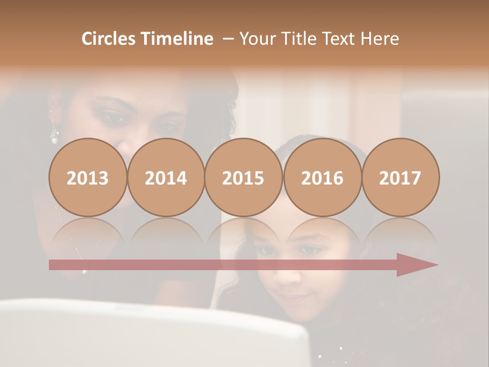 Woman In Her Kitchen With Daughter On The Computer PowerPoint Template