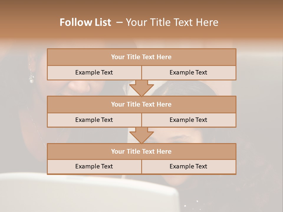 Woman In Her Kitchen With Daughter On The Computer PowerPoint Template