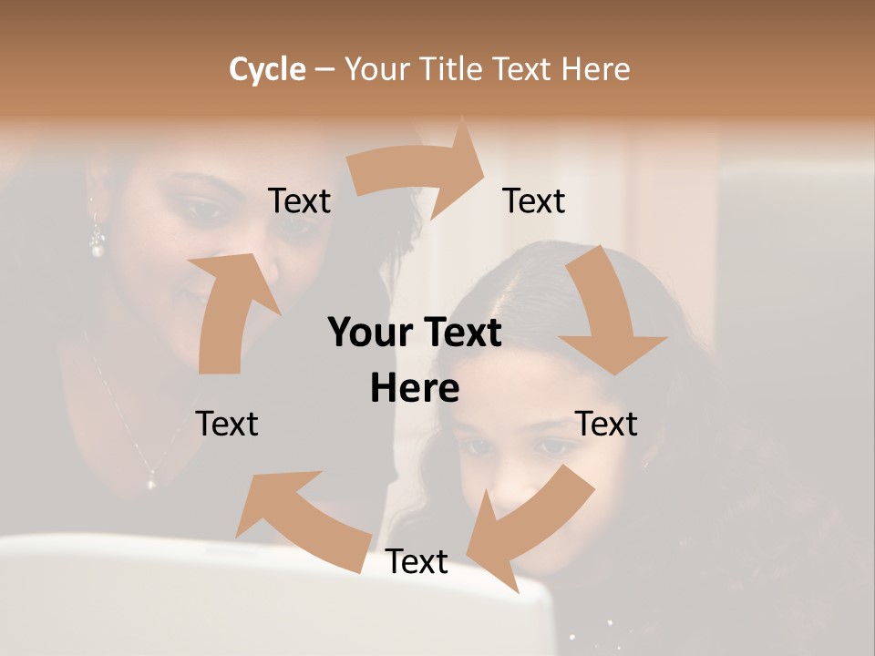 Woman In Her Kitchen With Daughter On The Computer PowerPoint Template