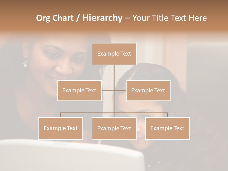 Woman In Her Kitchen With Daughter On The Computer PowerPoint Template