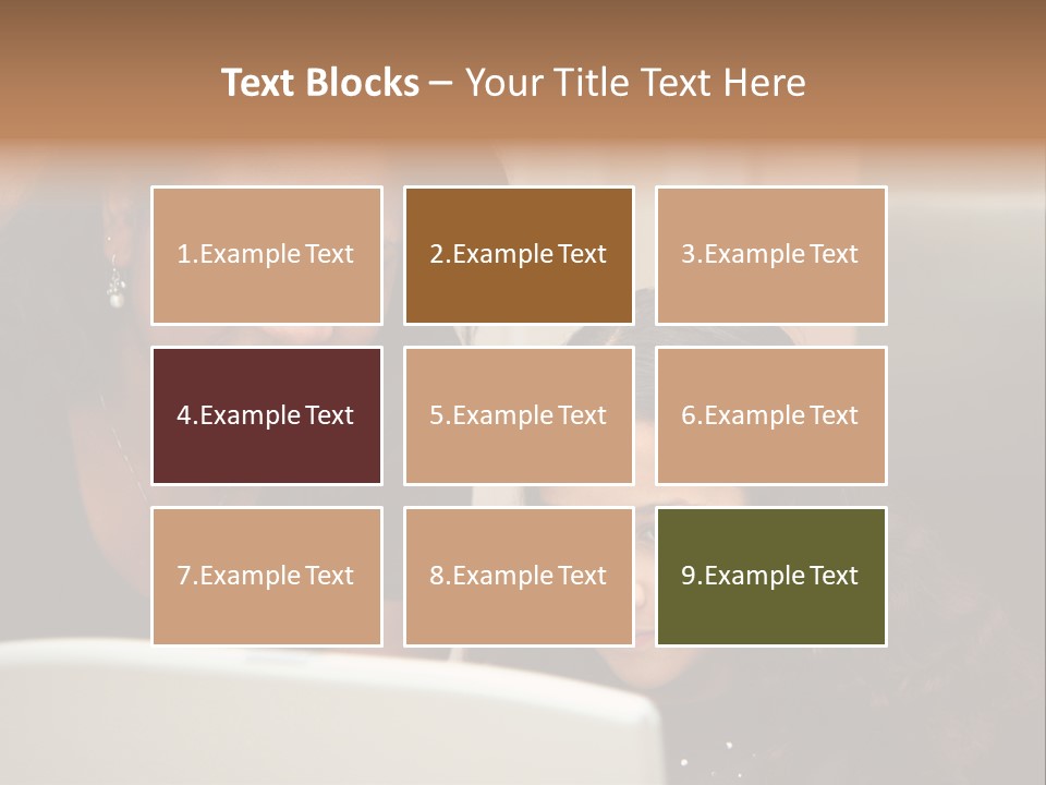 Woman In Her Kitchen With Daughter On The Computer PowerPoint Template