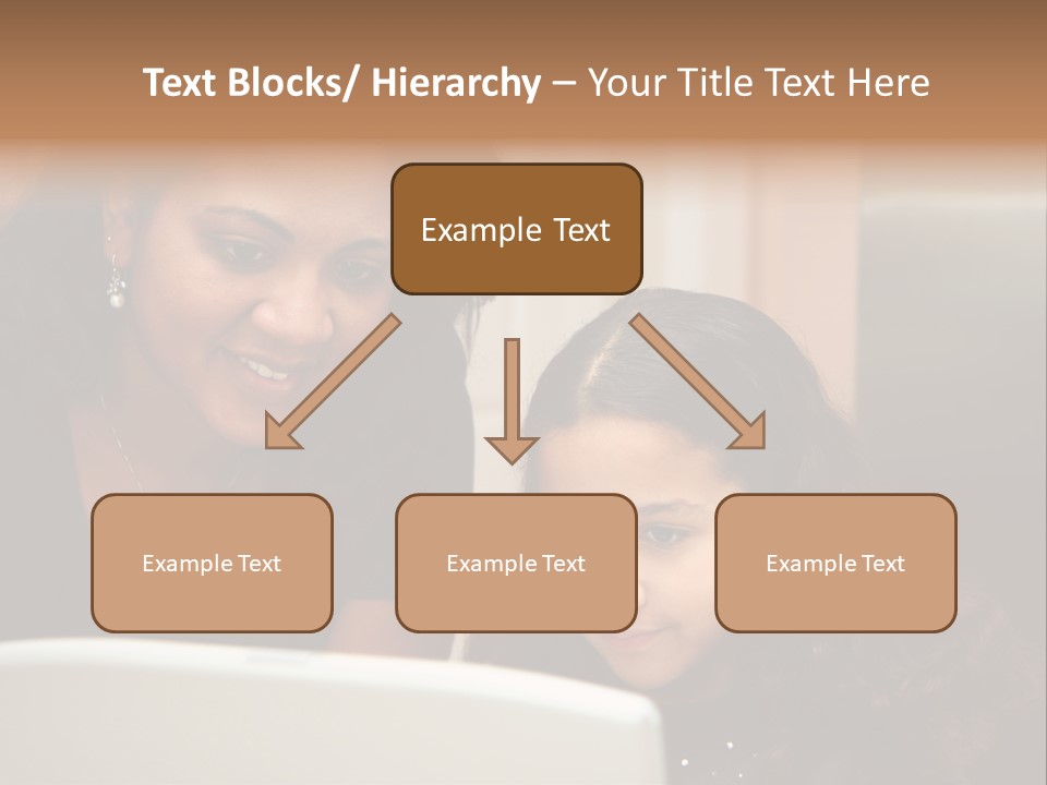 Woman In Her Kitchen With Daughter On The Computer PowerPoint Template