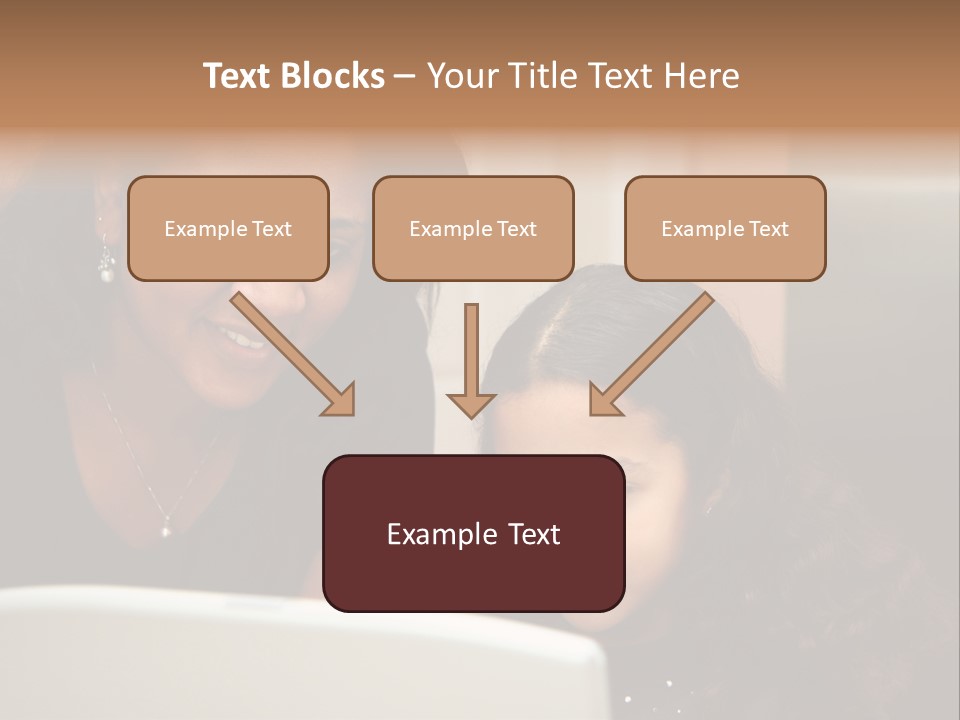 Woman In Her Kitchen With Daughter On The Computer PowerPoint Template