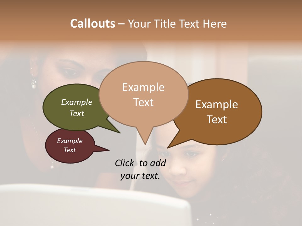 Woman In Her Kitchen With Daughter On The Computer PowerPoint Template