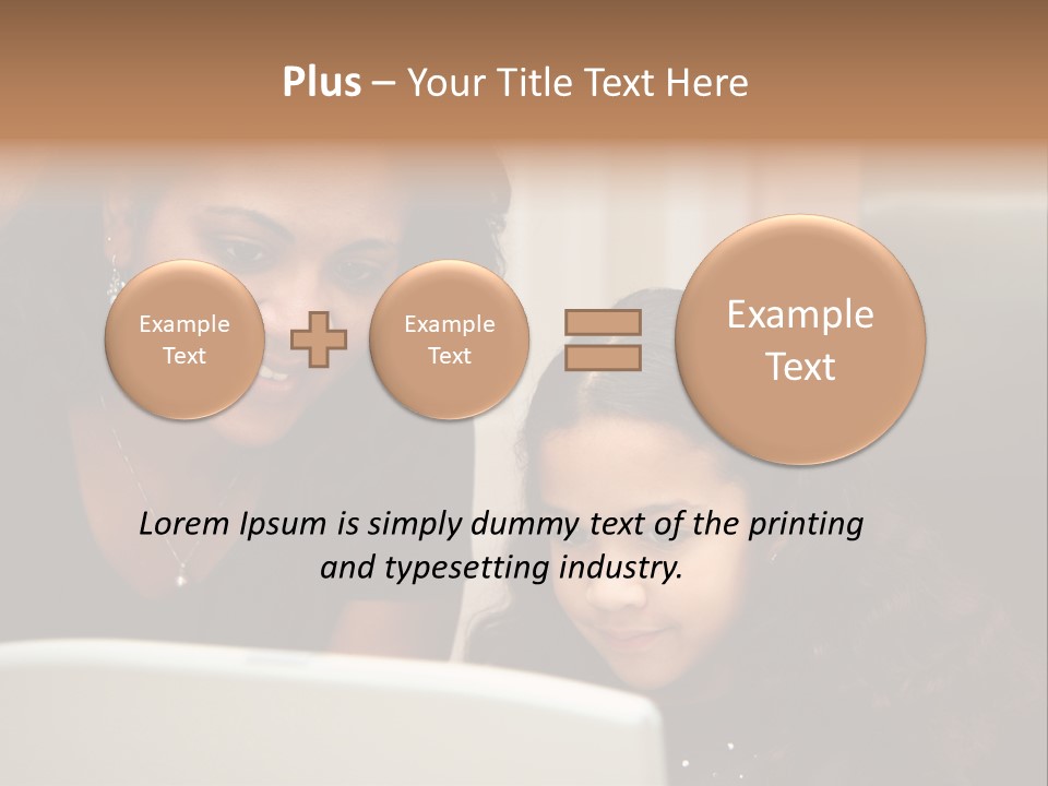 Woman In Her Kitchen With Daughter On The Computer PowerPoint Template