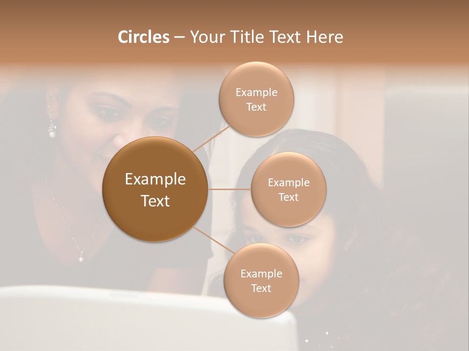 Woman In Her Kitchen With Daughter On The Computer PowerPoint Template