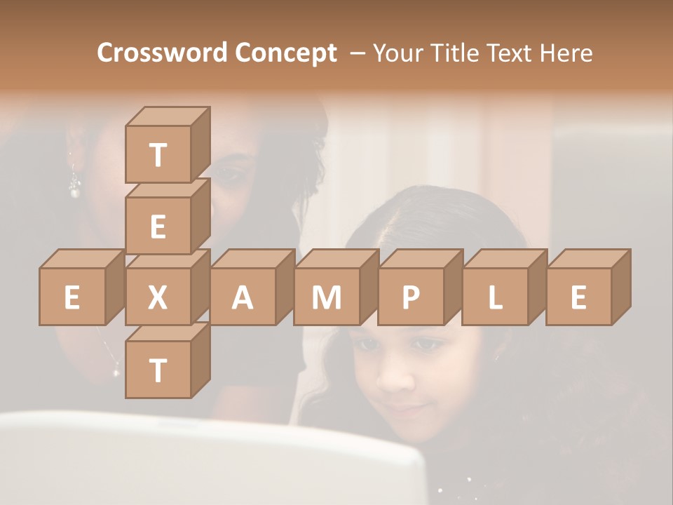 Woman In Her Kitchen With Daughter On The Computer PowerPoint Template