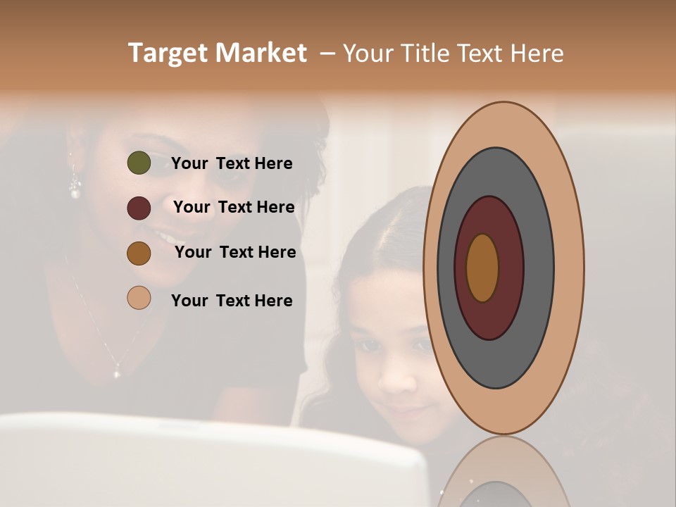 Woman In Her Kitchen With Daughter On The Computer PowerPoint Template