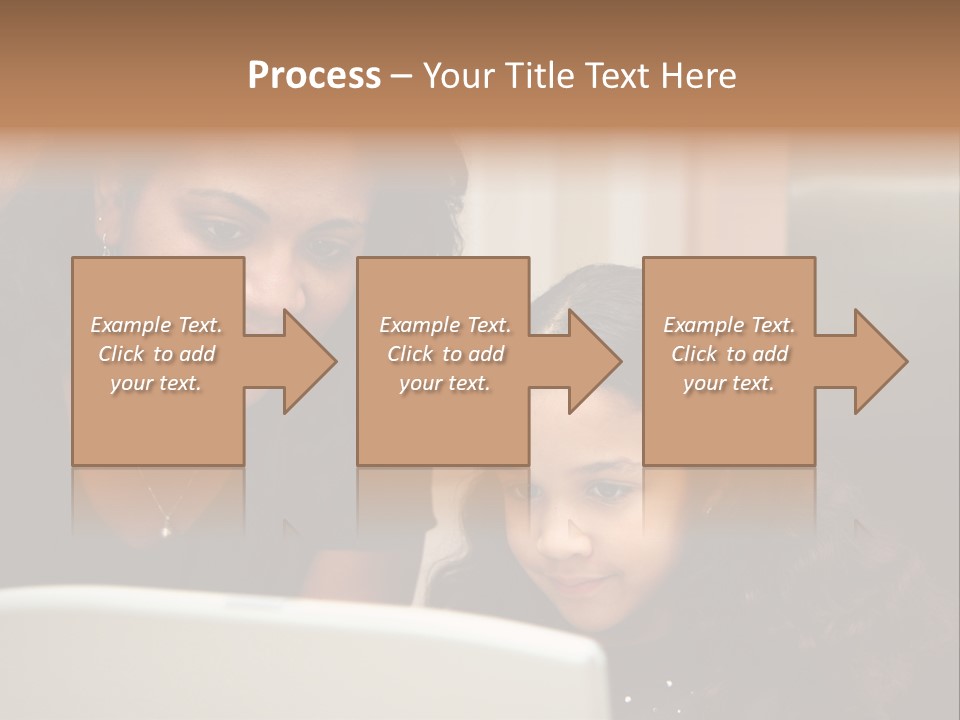 Woman In Her Kitchen With Daughter On The Computer PowerPoint Template