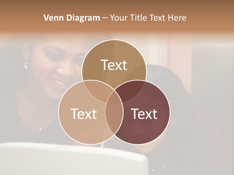 Woman In Her Kitchen With Daughter On The Computer PowerPoint Template