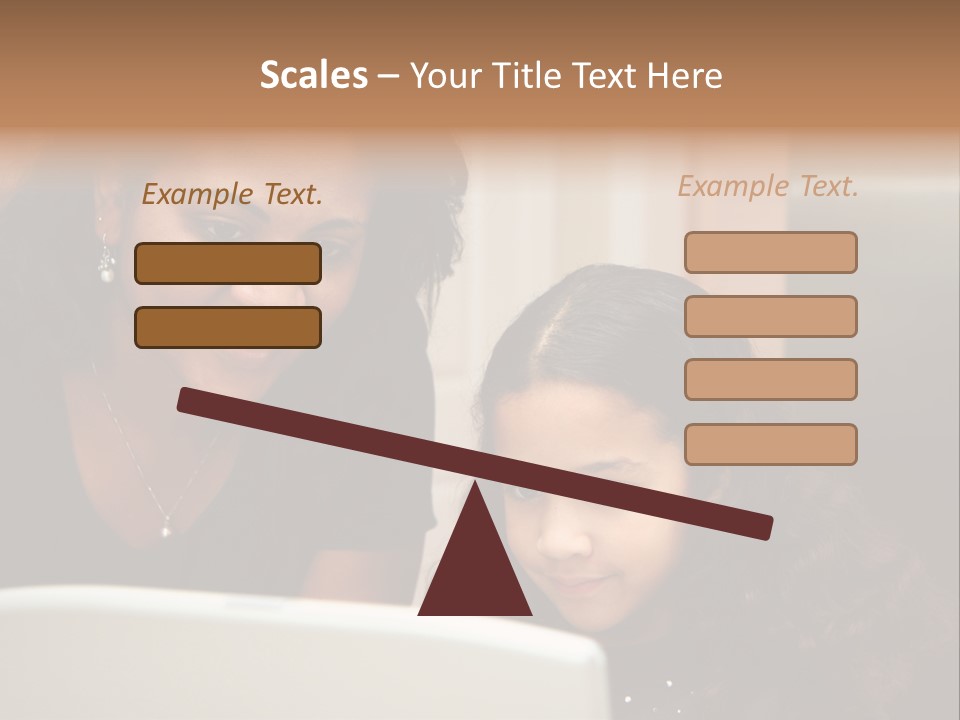 Woman In Her Kitchen With Daughter On The Computer PowerPoint Template