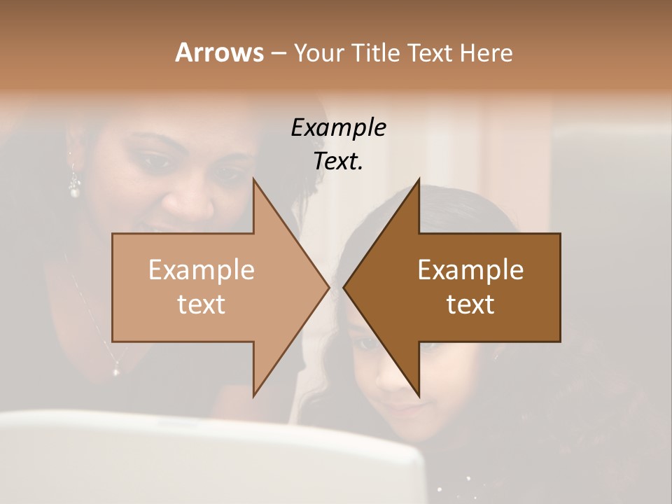 Woman In Her Kitchen With Daughter On The Computer PowerPoint Template