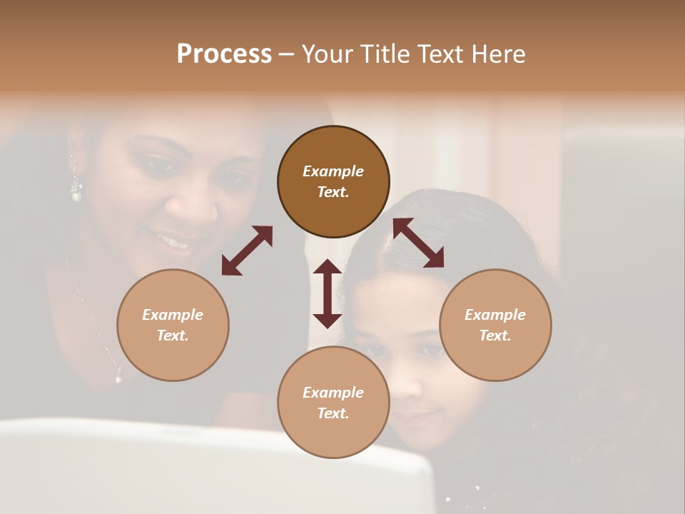 Woman In Her Kitchen With Daughter On The Computer PowerPoint Template