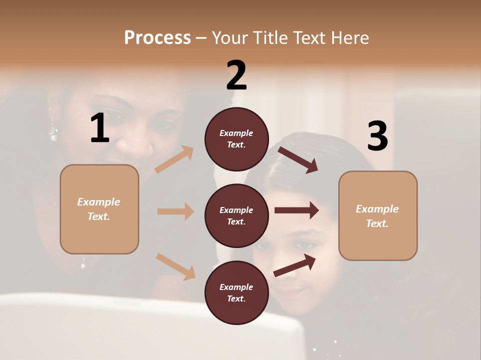 Woman In Her Kitchen With Daughter On The Computer PowerPoint Template