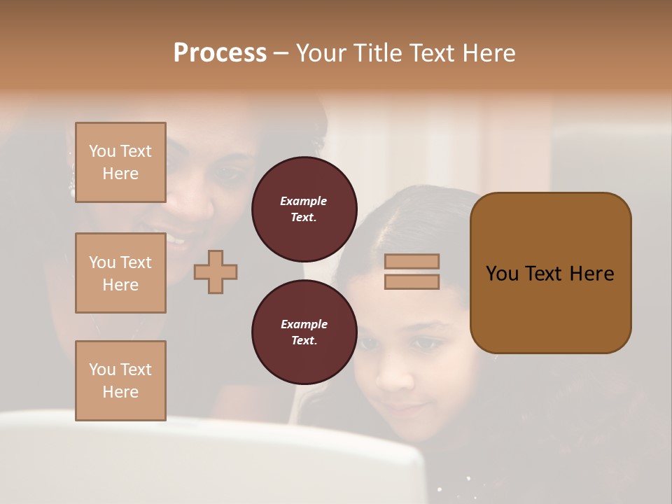 Woman In Her Kitchen With Daughter On The Computer PowerPoint Template