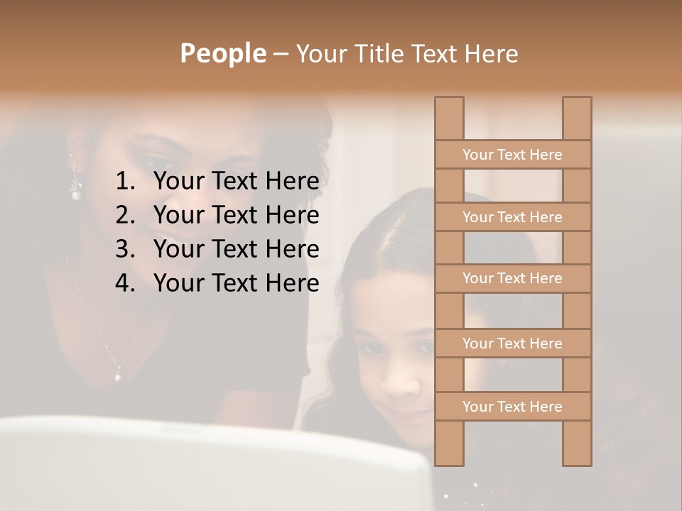 Woman In Her Kitchen With Daughter On The Computer PowerPoint Template