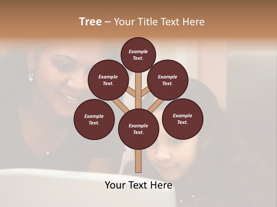 Woman In Her Kitchen With Daughter On The Computer PowerPoint Template