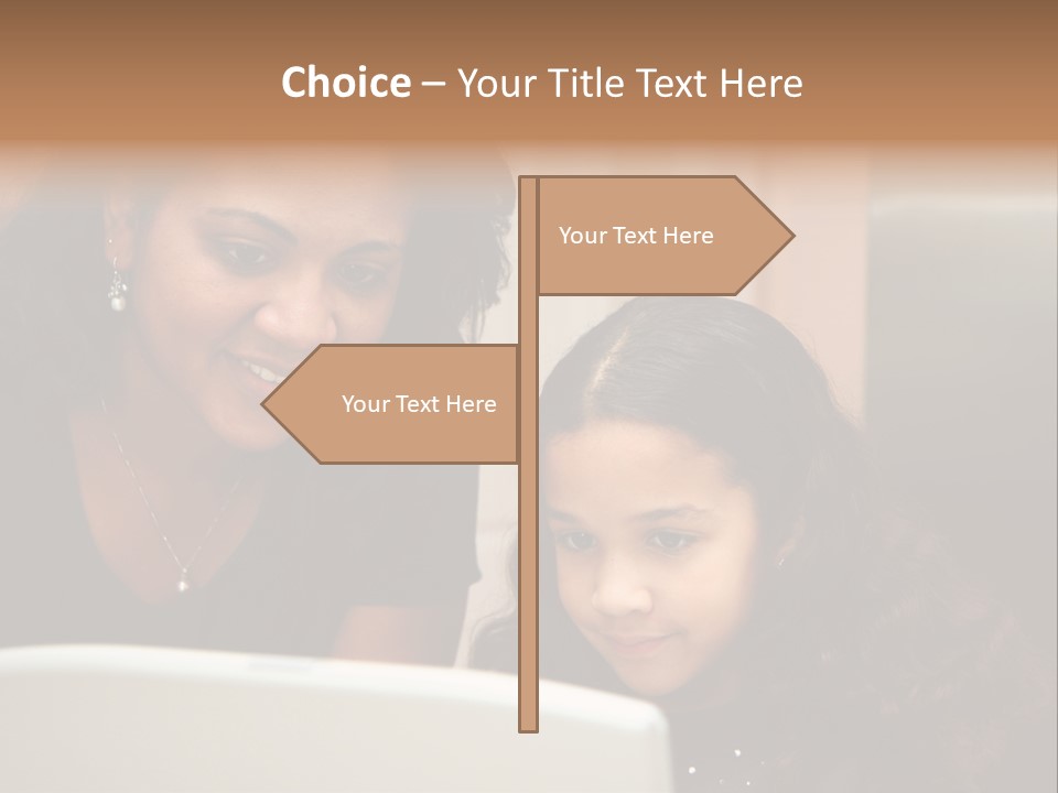 Woman In Her Kitchen With Daughter On The Computer PowerPoint Template