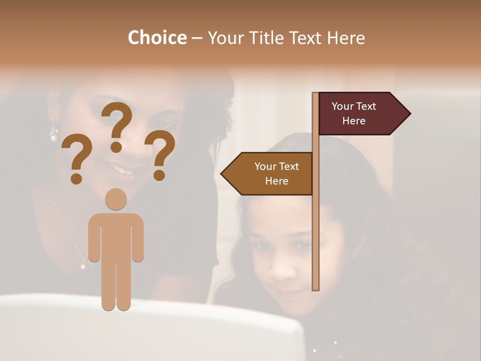 Woman In Her Kitchen With Daughter On The Computer PowerPoint Template