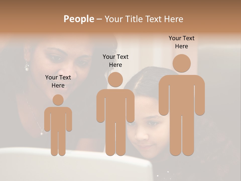 Woman In Her Kitchen With Daughter On The Computer PowerPoint Template