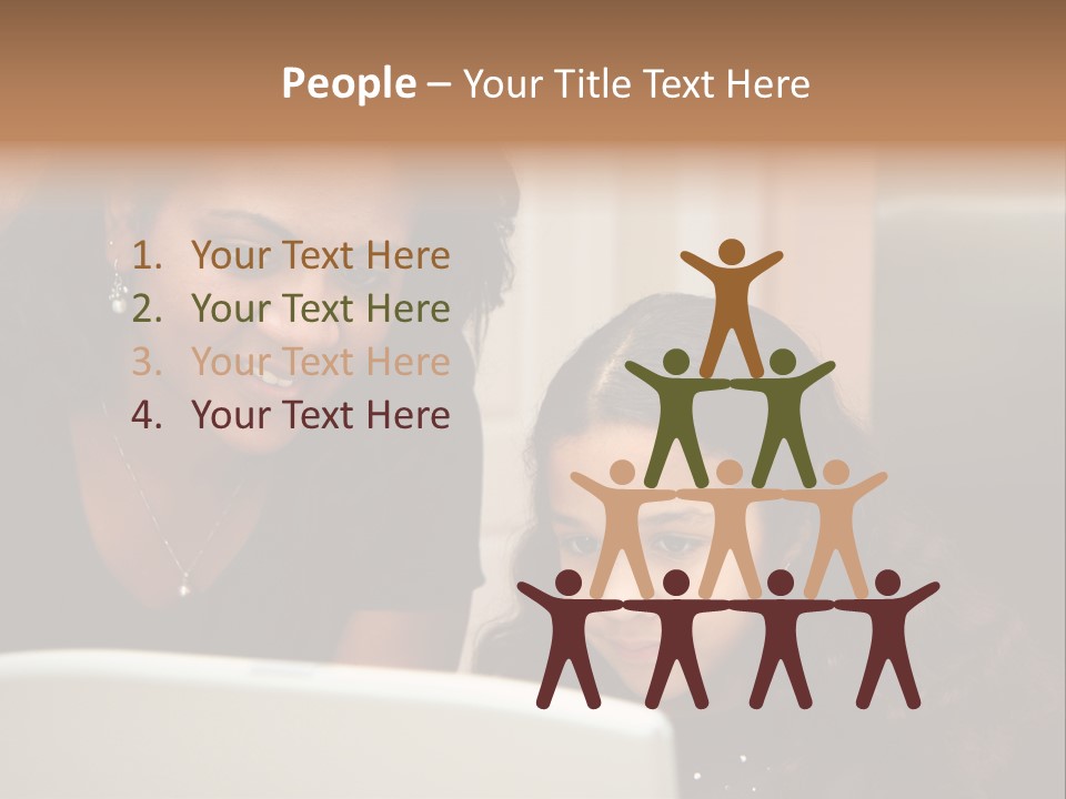 Woman In Her Kitchen With Daughter On The Computer PowerPoint Template