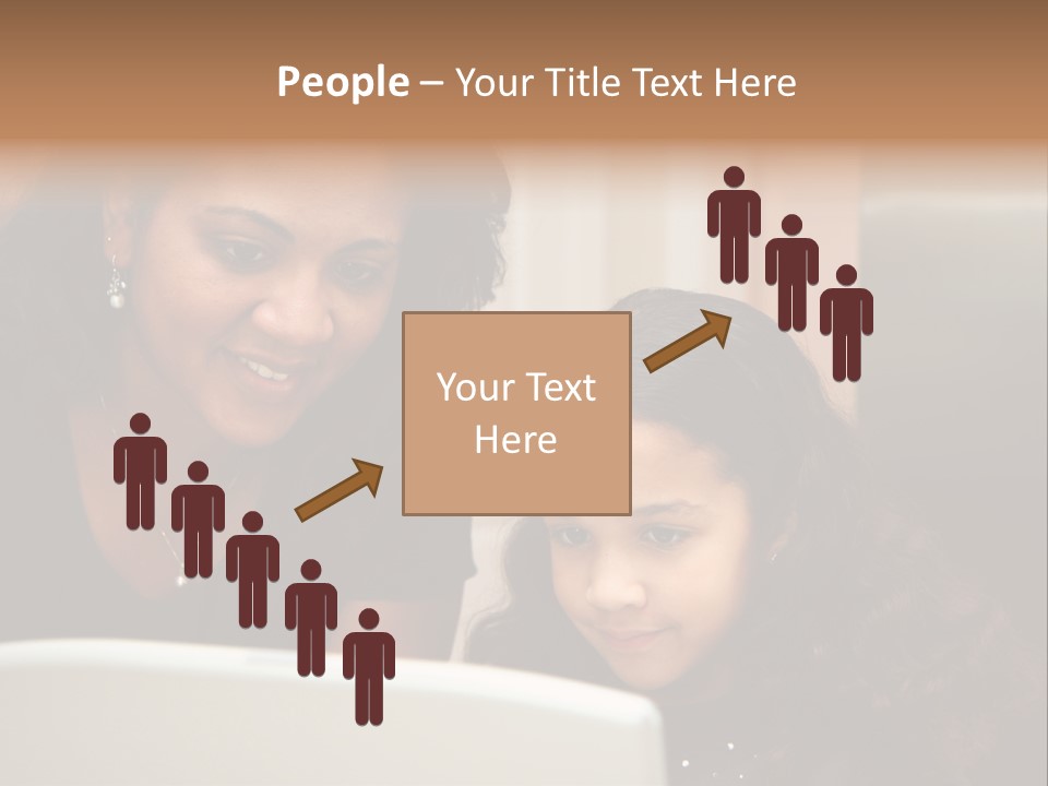 Woman In Her Kitchen With Daughter On The Computer PowerPoint Template