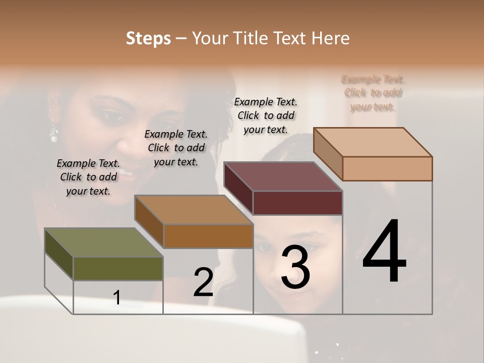 Woman In Her Kitchen With Daughter On The Computer PowerPoint Template