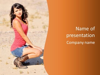 Beautiful Young Cowgirl PowerPoint Template