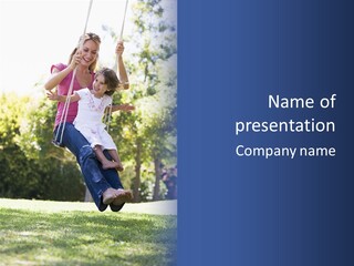 Mother And Daughter On Garden Swing PowerPoint Template