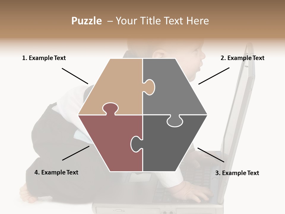 Adorable 10 Month Old Baby Boy In Suit, Barefoot, With Laptop Computer. Making Cute Grumpy Face At Computer Screen. Shot In Studio Over White. PowerPoint Template