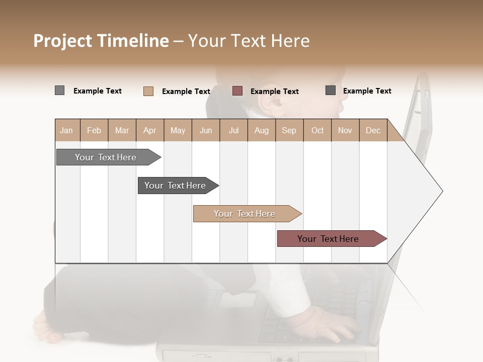 Adorable 10 Month Old Baby Boy In Suit, Barefoot, With Laptop Computer. Making Cute Grumpy Face At Computer Screen. Shot In Studio Over White. PowerPoint Template