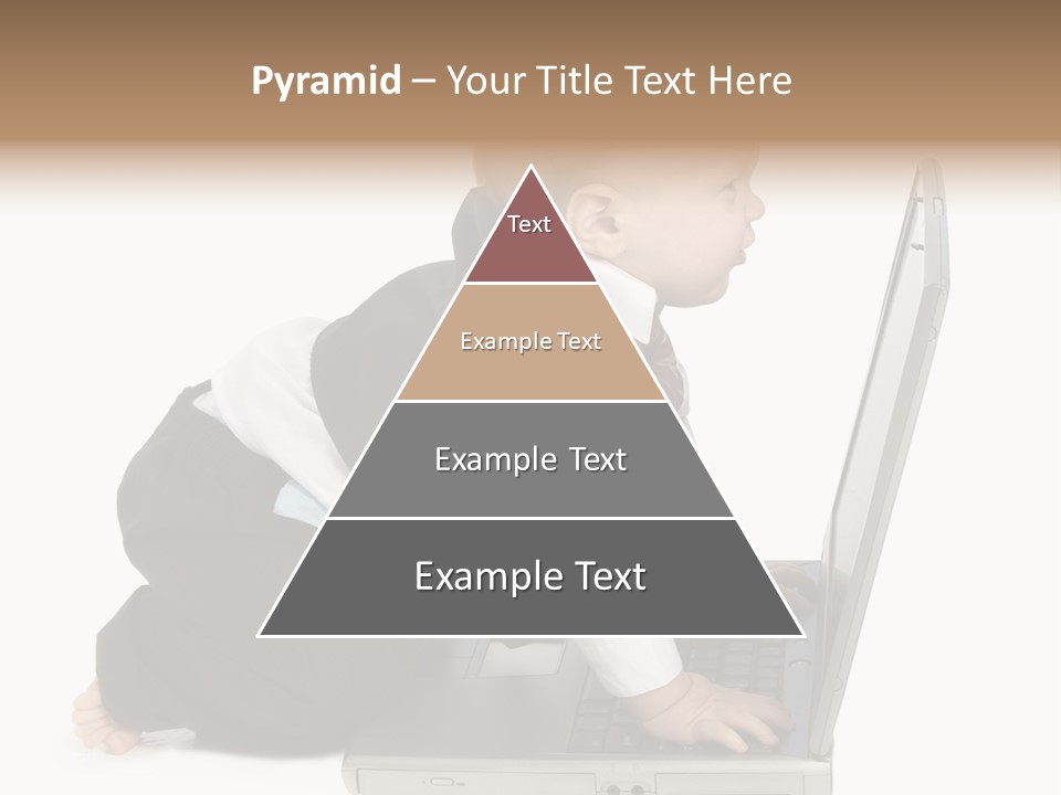 Adorable 10 Month Old Baby Boy In Suit, Barefoot, With Laptop Computer. Making Cute Grumpy Face At Computer Screen. Shot In Studio Over White. PowerPoint Template