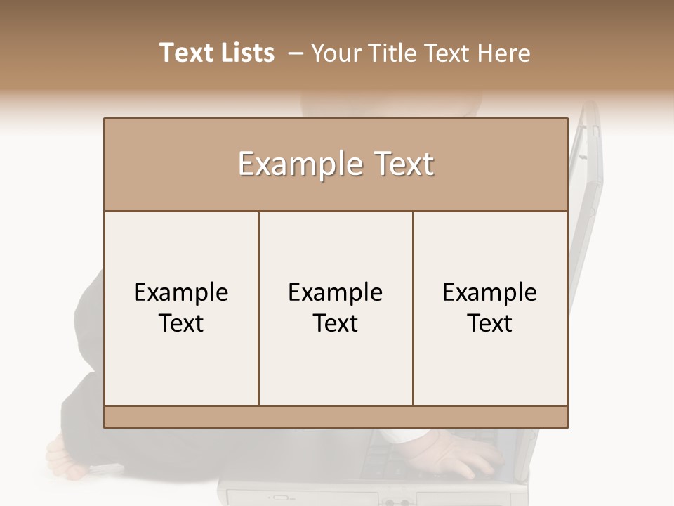 Adorable 10 Month Old Baby Boy In Suit, Barefoot, With Laptop Computer. Making Cute Grumpy Face At Computer Screen. Shot In Studio Over White. PowerPoint Template