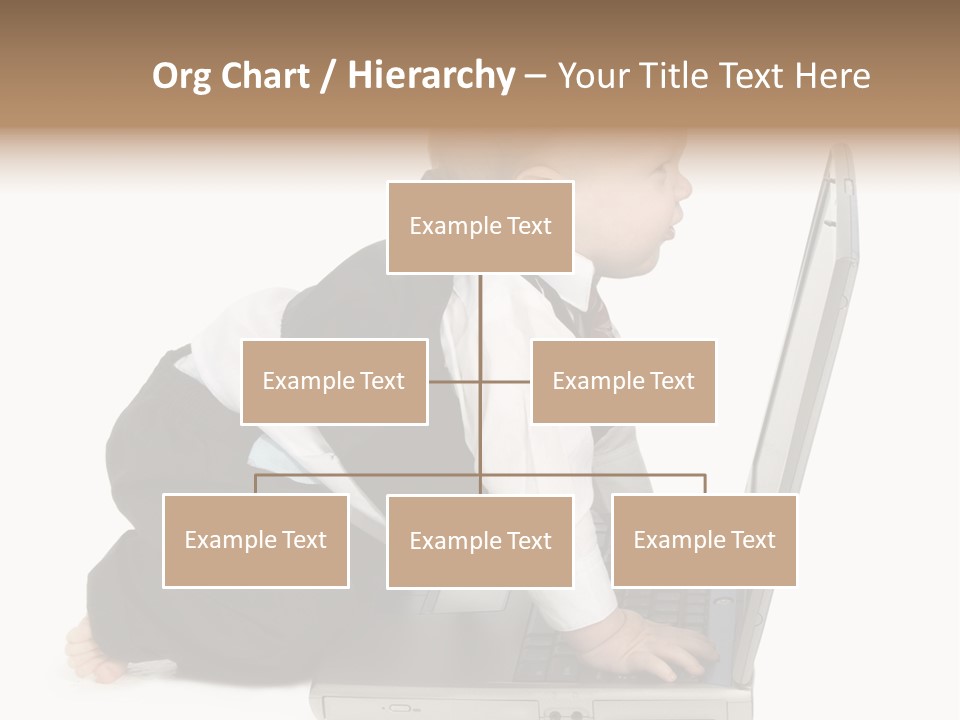 Adorable 10 Month Old Baby Boy In Suit, Barefoot, With Laptop Computer. Making Cute Grumpy Face At Computer Screen. Shot In Studio Over White. PowerPoint Template