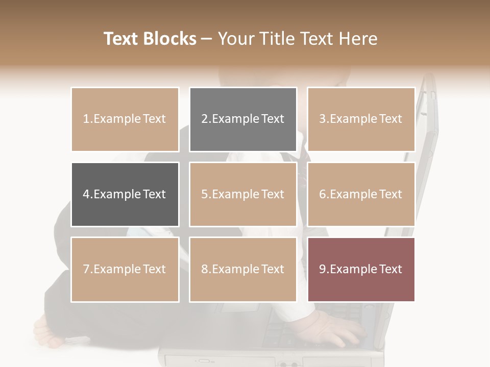 Adorable 10 Month Old Baby Boy In Suit, Barefoot, With Laptop Computer. Making Cute Grumpy Face At Computer Screen. Shot In Studio Over White. PowerPoint Template