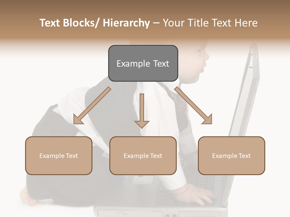 Adorable 10 Month Old Baby Boy In Suit, Barefoot, With Laptop Computer. Making Cute Grumpy Face At Computer Screen. Shot In Studio Over White. PowerPoint Template