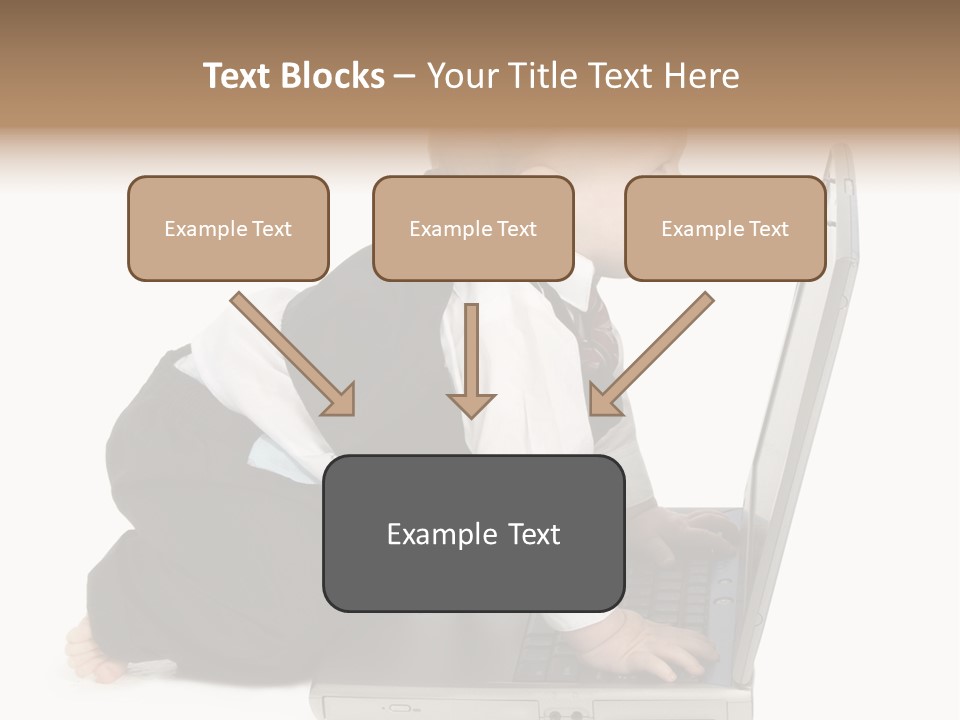 Adorable 10 Month Old Baby Boy In Suit, Barefoot, With Laptop Computer. Making Cute Grumpy Face At Computer Screen. Shot In Studio Over White. PowerPoint Template