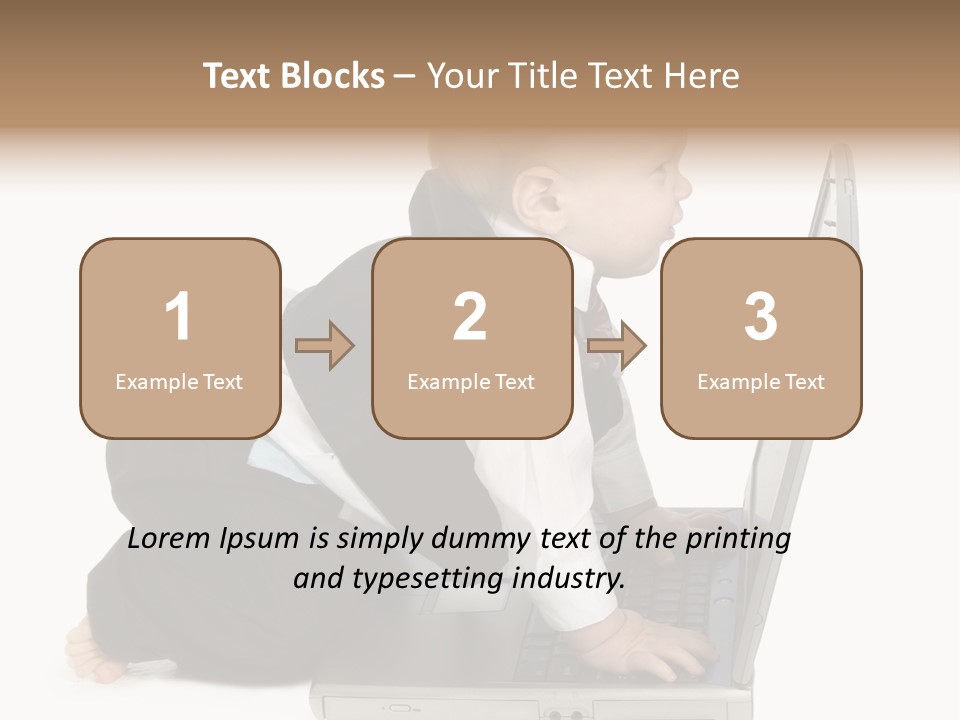 Adorable 10 Month Old Baby Boy In Suit, Barefoot, With Laptop Computer. Making Cute Grumpy Face At Computer Screen. Shot In Studio Over White. PowerPoint Template