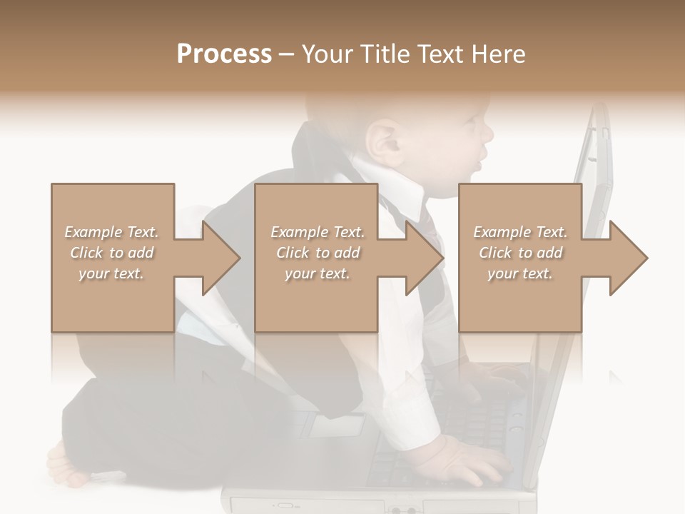 Adorable 10 Month Old Baby Boy In Suit, Barefoot, With Laptop Computer. Making Cute Grumpy Face At Computer Screen. Shot In Studio Over White. PowerPoint Template