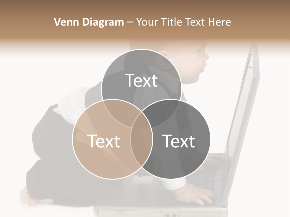 Adorable 10 Month Old Baby Boy In Suit, Barefoot, With Laptop Computer. Making Cute Grumpy Face At Computer Screen. Shot In Studio Over White. PowerPoint Template