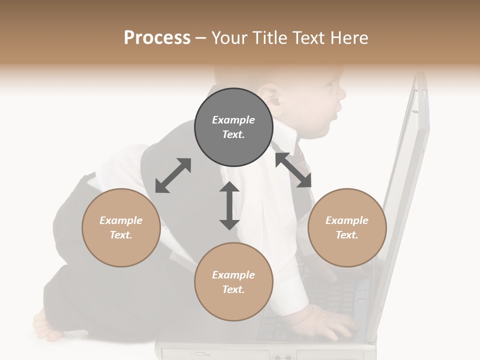 Adorable 10 Month Old Baby Boy In Suit, Barefoot, With Laptop Computer. Making Cute Grumpy Face At Computer Screen. Shot In Studio Over White. PowerPoint Template