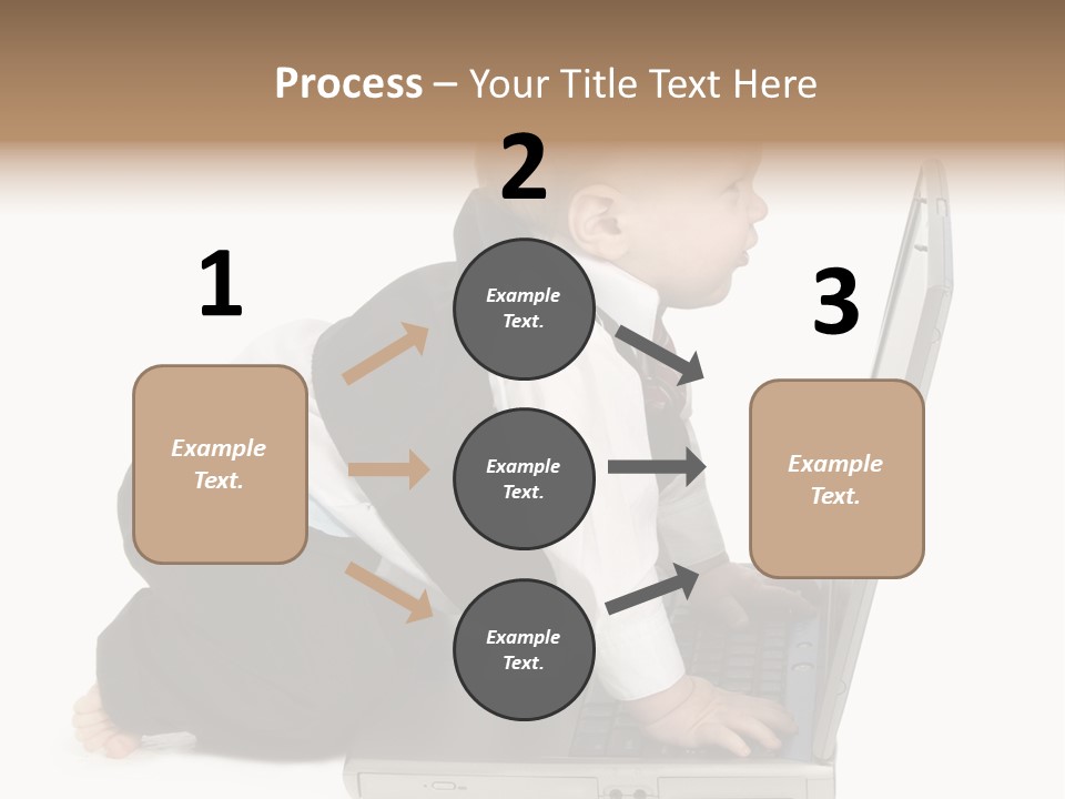 Adorable 10 Month Old Baby Boy In Suit, Barefoot, With Laptop Computer. Making Cute Grumpy Face At Computer Screen. Shot In Studio Over White. PowerPoint Template