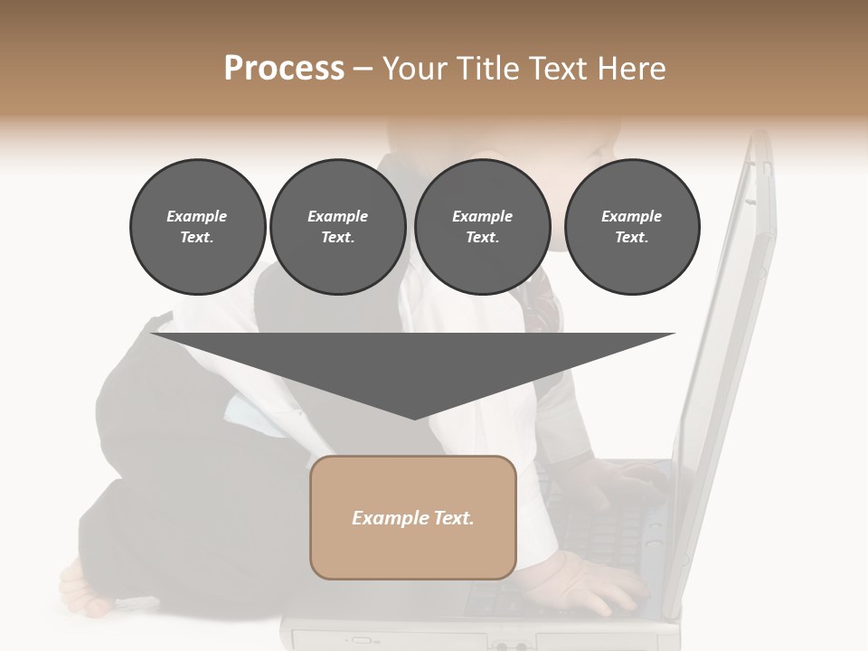 Adorable 10 Month Old Baby Boy In Suit, Barefoot, With Laptop Computer. Making Cute Grumpy Face At Computer Screen. Shot In Studio Over White. PowerPoint Template