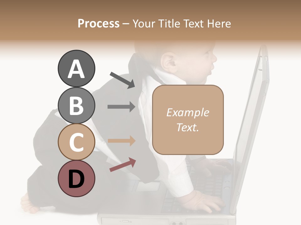 Adorable 10 Month Old Baby Boy In Suit, Barefoot, With Laptop Computer. Making Cute Grumpy Face At Computer Screen. Shot In Studio Over White. PowerPoint Template