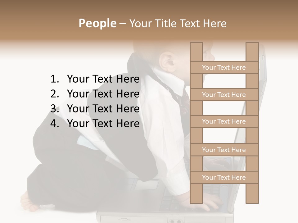 Adorable 10 Month Old Baby Boy In Suit, Barefoot, With Laptop Computer. Making Cute Grumpy Face At Computer Screen. Shot In Studio Over White. PowerPoint Template