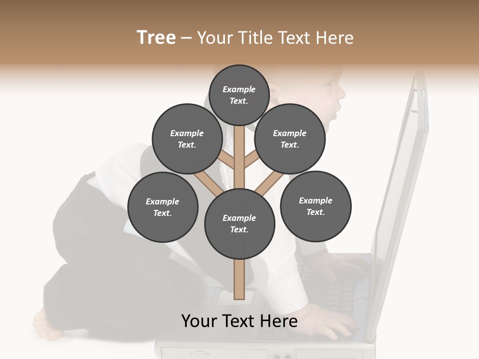 Adorable 10 Month Old Baby Boy In Suit, Barefoot, With Laptop Computer. Making Cute Grumpy Face At Computer Screen. Shot In Studio Over White. PowerPoint Template