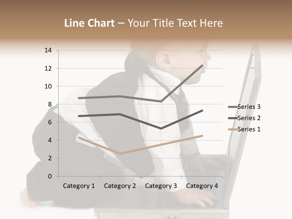 Adorable 10 Month Old Baby Boy In Suit, Barefoot, With Laptop Computer. Making Cute Grumpy Face At Computer Screen. Shot In Studio Over White. PowerPoint Template