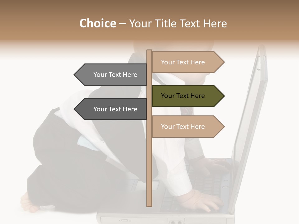 Adorable 10 Month Old Baby Boy In Suit, Barefoot, With Laptop Computer. Making Cute Grumpy Face At Computer Screen. Shot In Studio Over White. PowerPoint Template